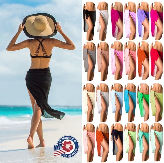 Women's LONG Sarong Beach Wrap Swimwear Cover up Chiffon Pareo