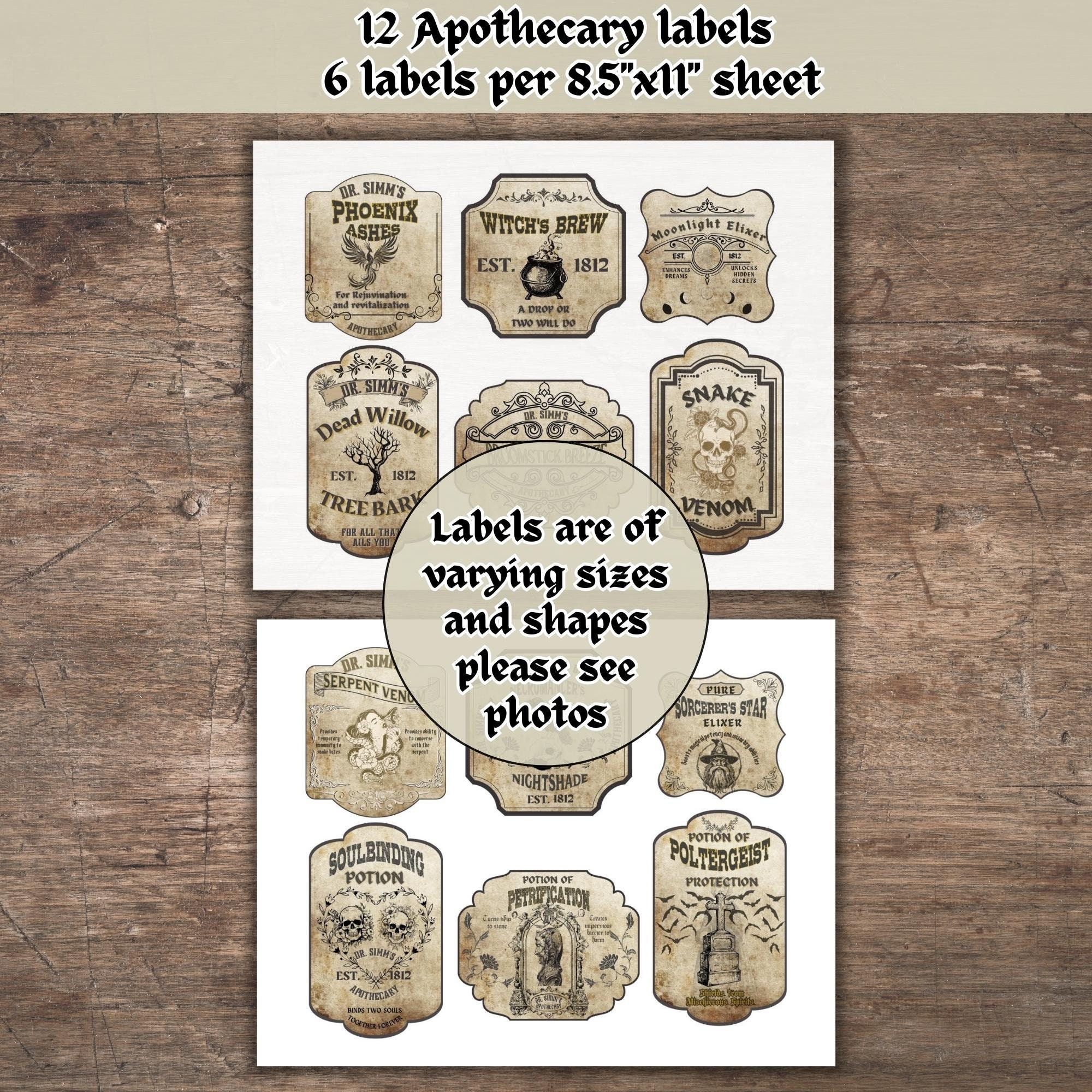 Halloween Apothecary Vintage Labels, Printable Potion Labels, Vintage ...