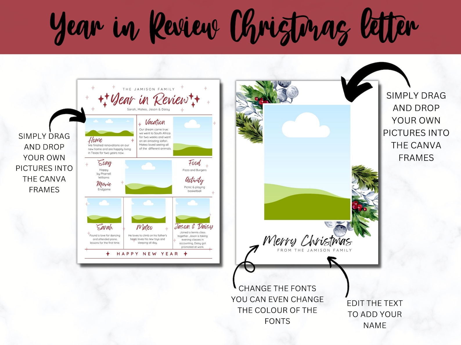 Year in Review Template Editable Canva Template Christmas Etsy