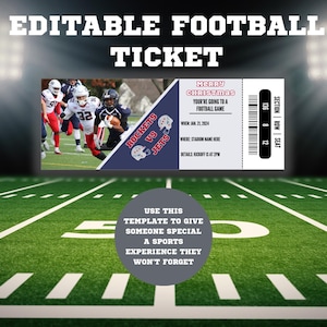 bearbeitbare Sportticket-Vorlage, Weihnachtsspielticket, druckbare Fußballticketvorlage, Fußballspielticket, benutzerdefiniertes Sportticket
