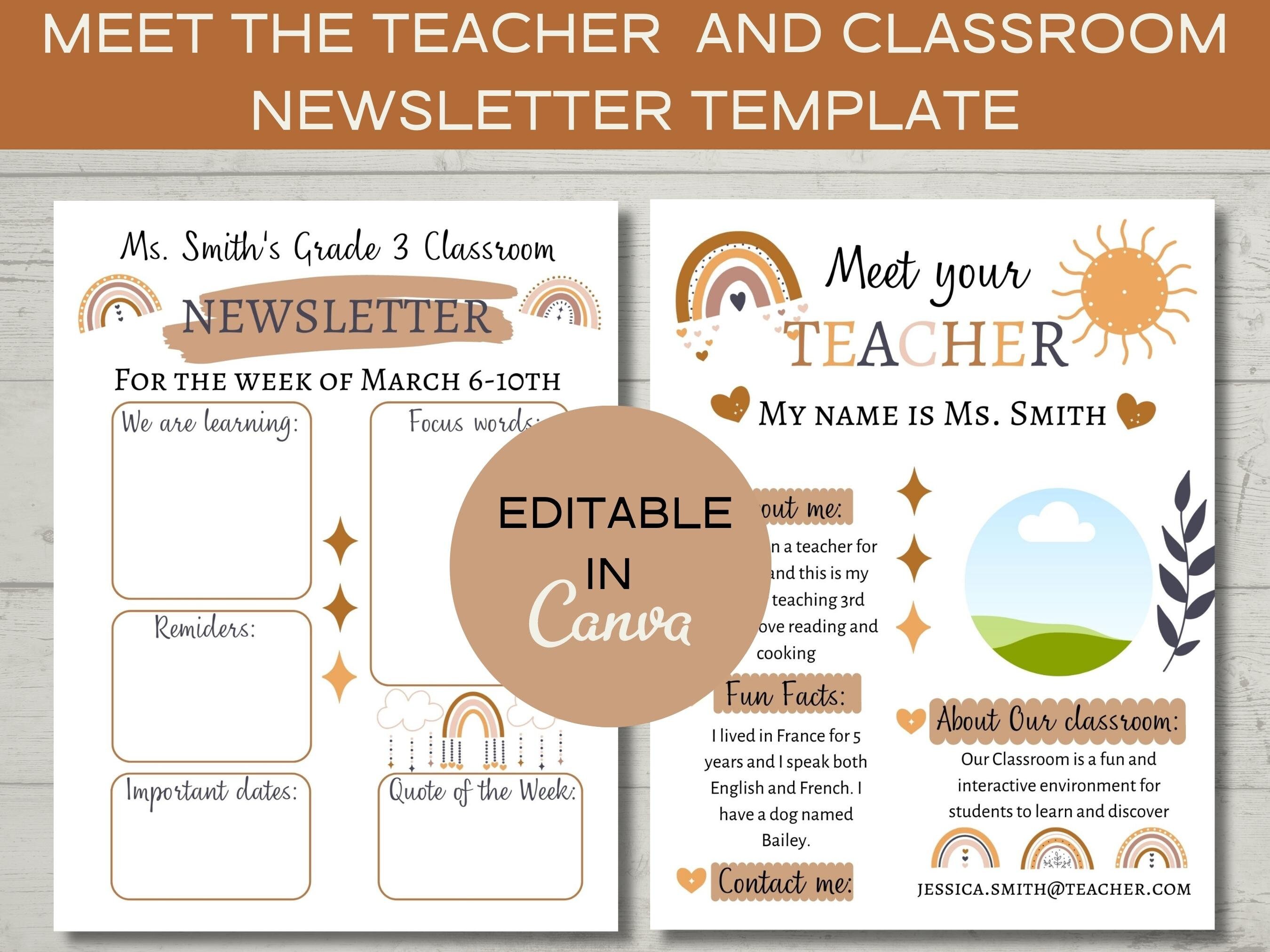 Treffen Sie den Lehrer Vorlage und Klassenzimmer Newsletter bearbeitbare Vorlage, Boho Klassenzimmer Newsletter Vorlage, Boho Treffen Sie den Lehrer Vorlage