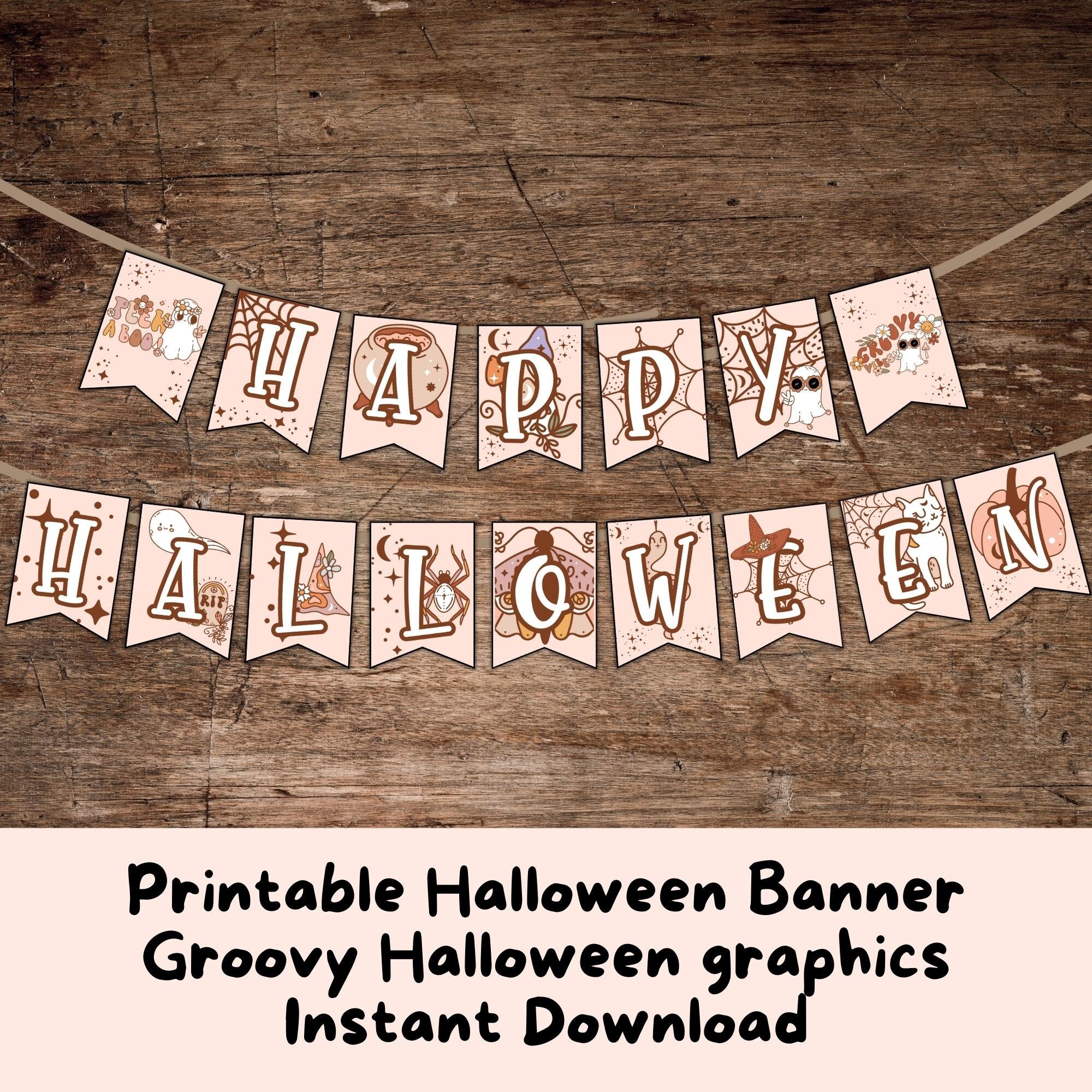 Happy Halloween Banner – Gruselige Papier-Girlande Mit Kürbissen & Spinnen Für Party-Deko (13x16 Cm)