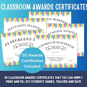 Classroom awards certificate, student awards certificate, end of year class awards, student gift from teacher, class superlatives