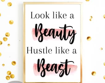 Hustle print, inspirational quote, printable wall art, hustle wall art, motivational quote