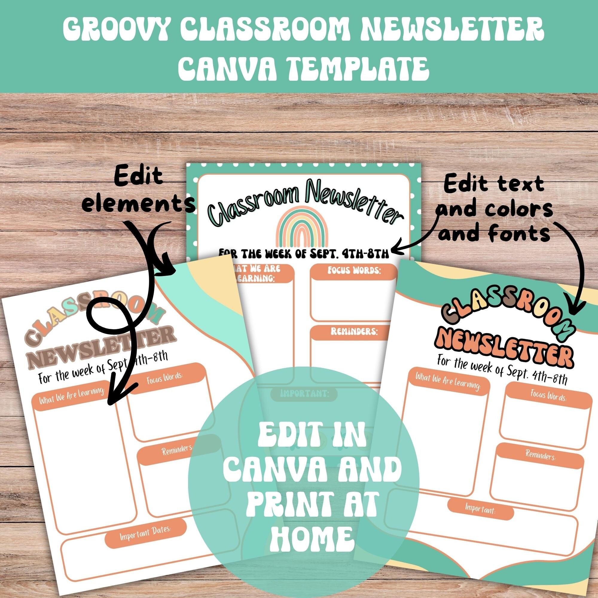 Groovy Meet the Teacher Template and Classroom Newsletter Editable ...