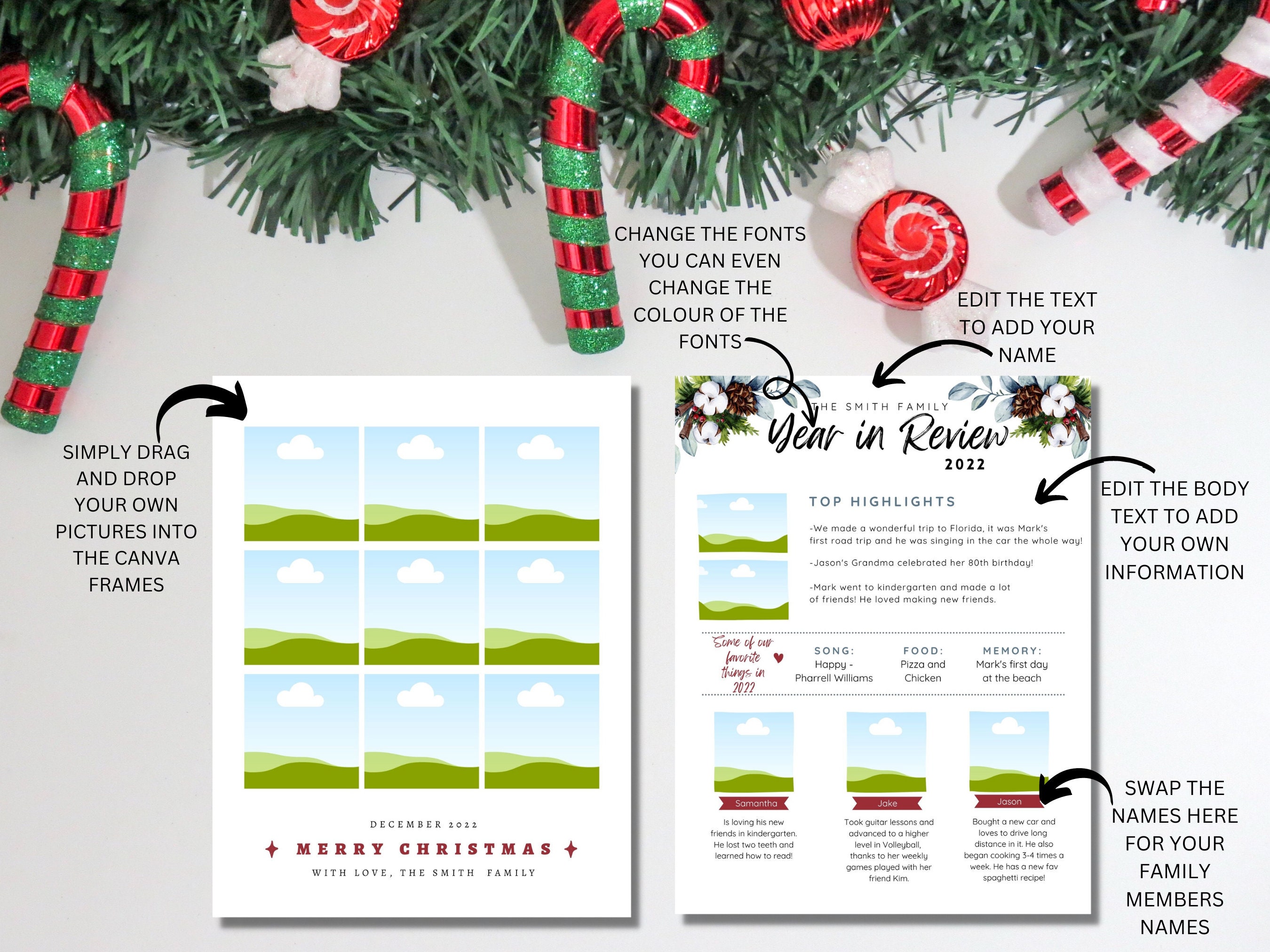 Year in Review Template Editable Canva Template Christmas Etsy