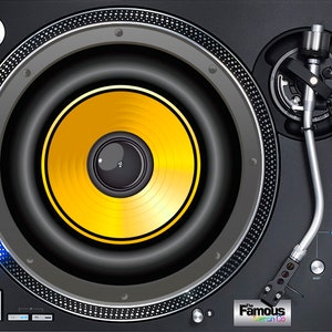 Yellow Speaker image 12" felt turntable Mat