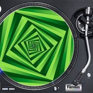 Green Squares pattern 12" Felt Turntable Mat