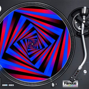 Red\Blue Squares pattern 12" Felt Turntable Mat