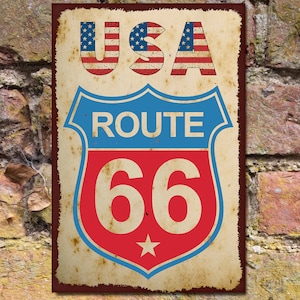 Route 66 retro metal sign (A4 size 30 x 20cms)