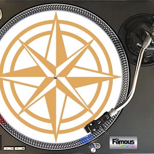Compass Gold on White 12" felt turntable Mat