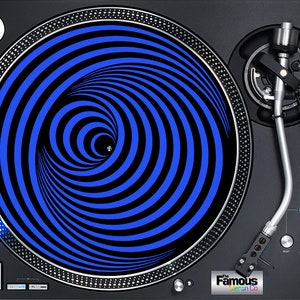 Blue Optical Vertigo pattern 7" or 12" Felt Turntable Slipmat