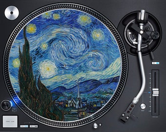La nuit étoilée - Platine vinyle Van Gogh en feutre 7" ou 12" feutrine DJ