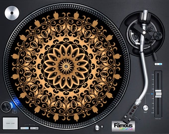 Mandala bronze effect Geometric 12" Felt turntable DJ Slipmat