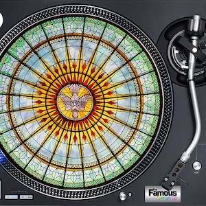 Stain Glass image 7" or 12" Felt turntable DJ Slipmat