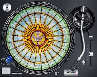 Stain Glass image 7" or 12" Felt turntable DJ Slipmat