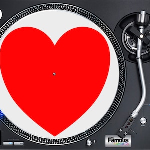 Red heart 7" or  12" felt turntable Mat