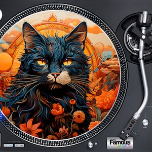 Psychedelic Cat Art 7" or 12" Felt Turntable Mat