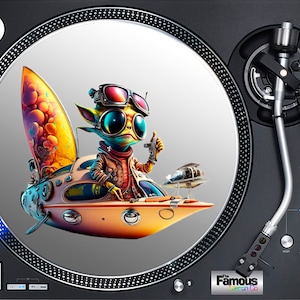 Steampunk Alien 7&quot; or 12&quot; Felt Turntable Mat