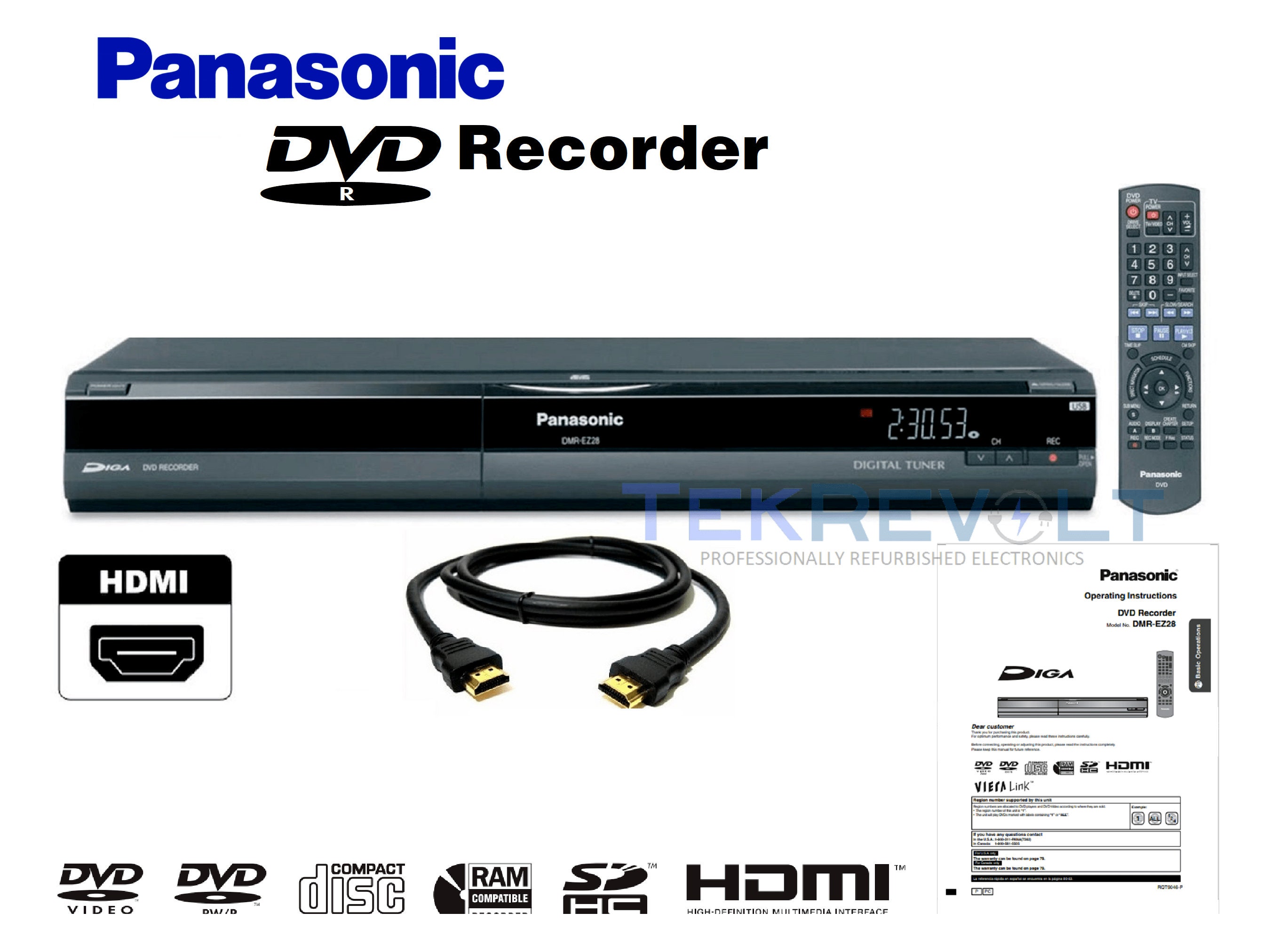 Panasonic DMREZ28 DVD Recorder 1080p Upconversion Digital Tuner Etsy