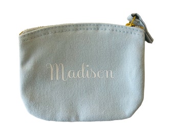 Personalised girls purse. Baby blue or baby pink. Gift for children. Stocking filler, birthday gift.