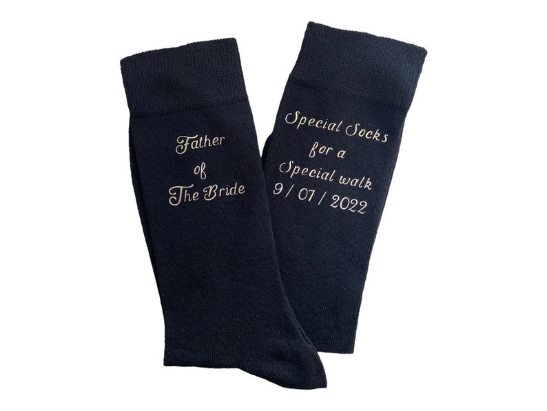 Personalised Father of The Bride Socks. Special Socks for a Special Walk. Personalised with your wedding date. Father of the bride gift. image 2