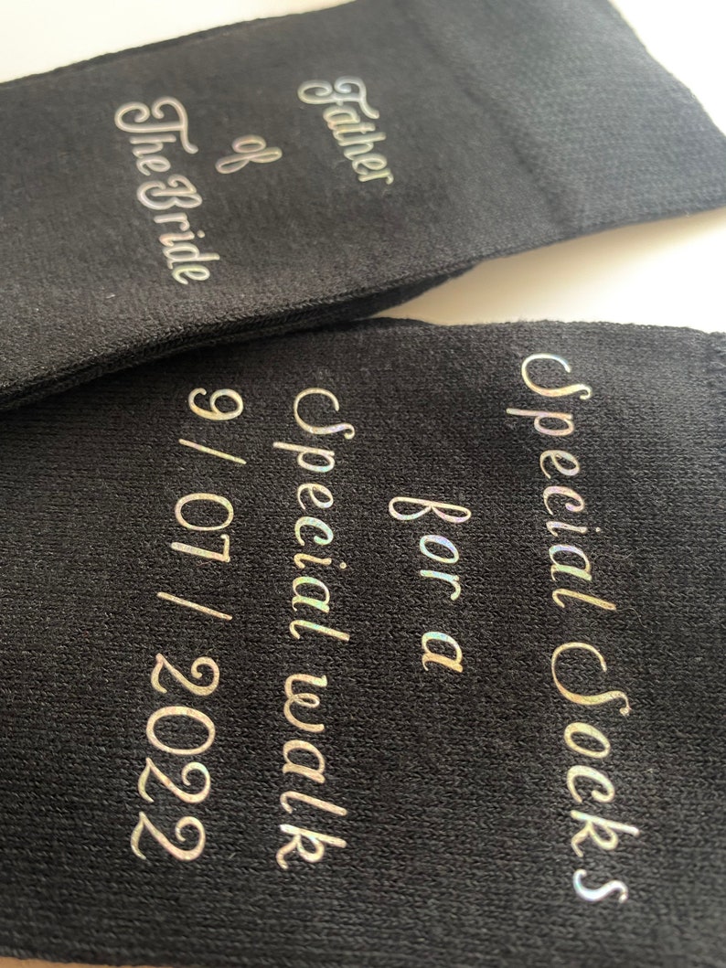 Personalised Father of The Bride Socks. Special Socks for a Special Walk. Personalised with your wedding date. Father of the bride gift. image 3