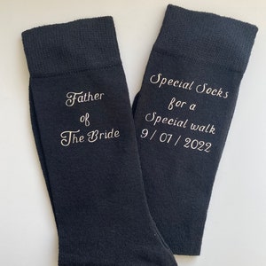 Personalised Father of The Bride Socks. Special Socks for a Special Walk. Personalised with your wedding date. Father of the bride gift. image 1