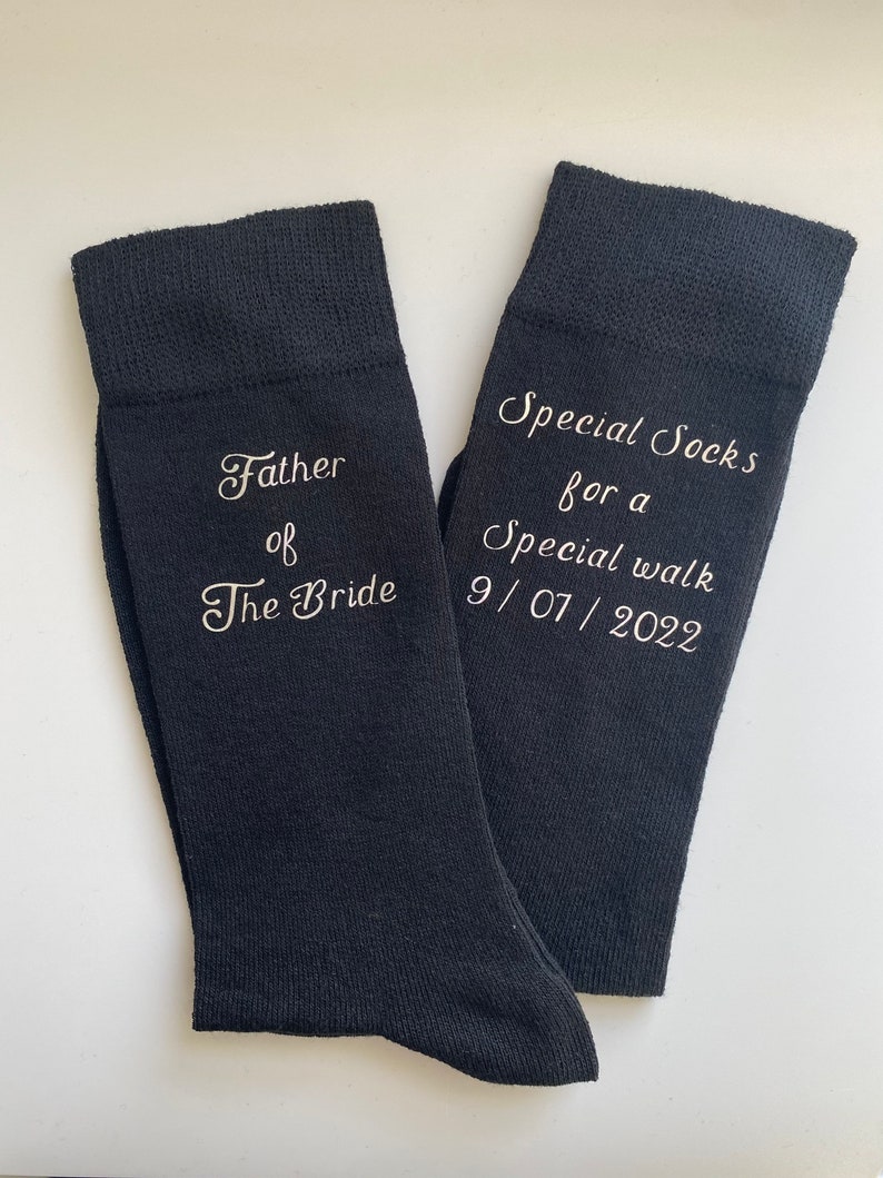 Personalised Father of The Bride Socks. Special Socks for a Special Walk. Personalised with your wedding date. Father of the bride gift. image 1