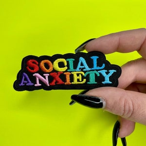 Rainbow Social Anxiety Word Patch - Iron on - Applique