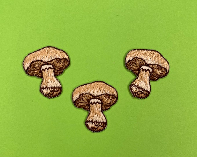 Toadstool Mushroom Patch (set of 3) - Iron On- Applique - Small Brown ...