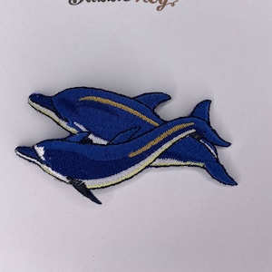 blue dolphin double dolphin embroidery patch iron/sew on