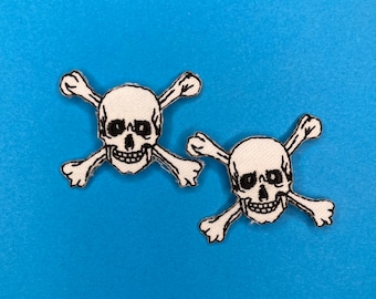 Skull and Bones Embroidery Patch Iron on or Sew on Danger Eye