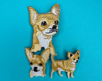 Realistic Fawn Chihuahua Dog Patch - Iron on - Applique