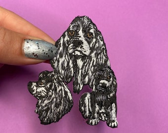 Black Cocker Spaniel Patch//Iron on//Sew on