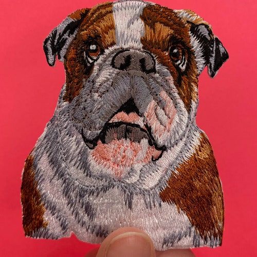 English Bulldog Patch Iron on Applique Etsy
