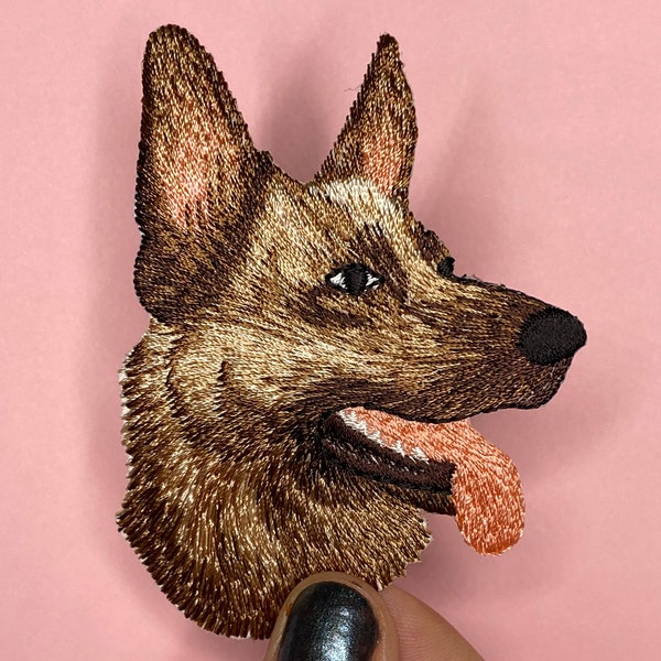 German Shepherd Dog Patch - Dog Face- Iron on - Applique
