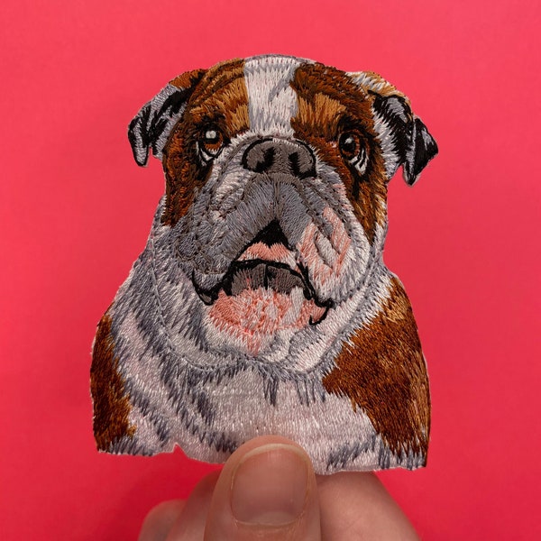 English Bulldog Patch - Realistic - Iron on - Applique