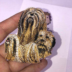 Lhasa Apso dog breed patch, iron on.  sew on.