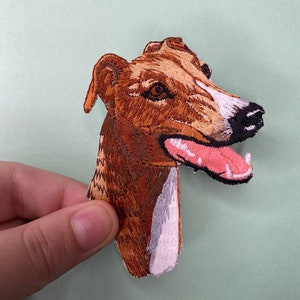 Greyhound Dog Patch - Iron on - Realistic - Appliqué