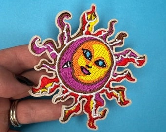 Kleurrijke Zon /Maan Patch - Strijken op - Applique