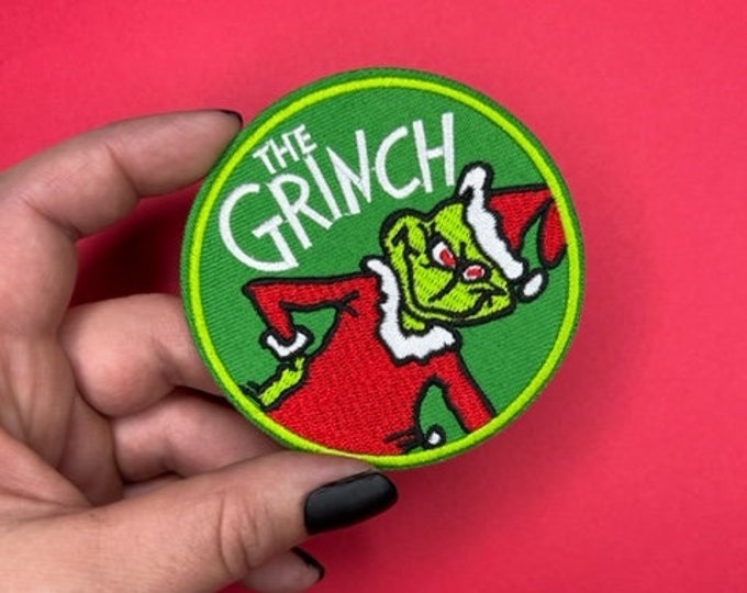 Grinch Christmas Patch Iron on Applique Etsy
