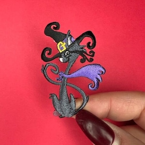 Witchy Black Cat Patch - Iron on - Halloween Applique