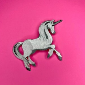 White Prancing Unicorn Patch - Iron on - Sew On - Applique