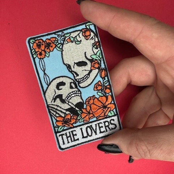The Lovers Tarot Patch - Skulls - Iron on - Appliqué