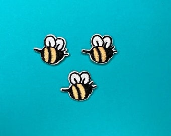 Mini Bumble Bee Patch- 1/2 inch - Set of 3 - Iron on Applique