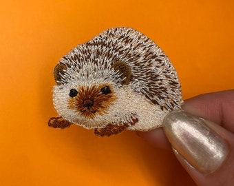 Baby Hedgehog Purple Green Floral Flowers Iron On Embroidery Patch MTCoffinz Choose Size