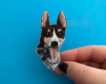 Rat Terrier Dog Patch - Dog Face - Iron on - Applique