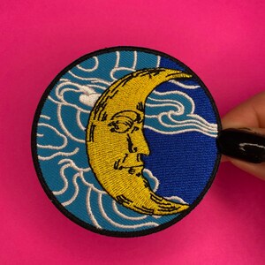 Halbmond Aufnäher - Mond und Wind Aufnäher - Bügeln - Applikation Bild 3