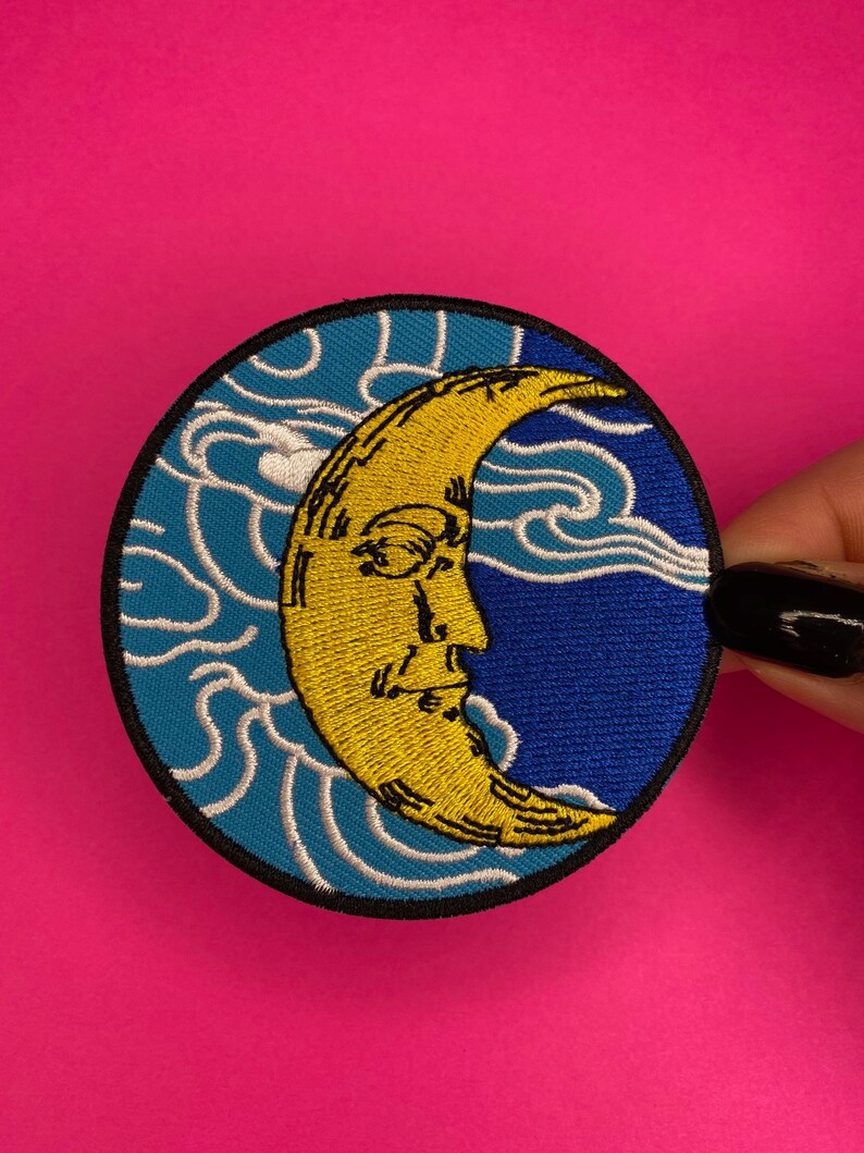 Halbmond Aufnäher - Mond und Wind Aufnäher - Bügeln - Applikation Bild 3
